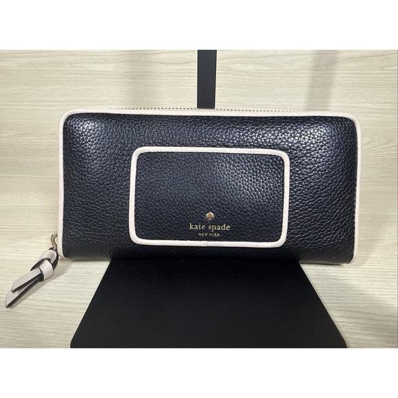 Kate Spade New York Long Wallet Leather Black Beige Wlru4985 Long Zip RJdT47